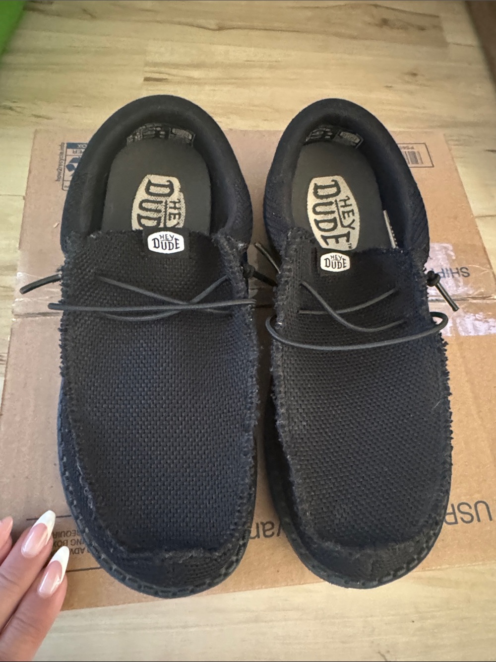 Hey Dude Black Knit Slip-On Casual Loafers